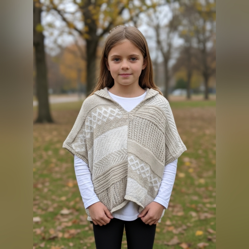 Abercrombie Kids Cream Knit Poncho